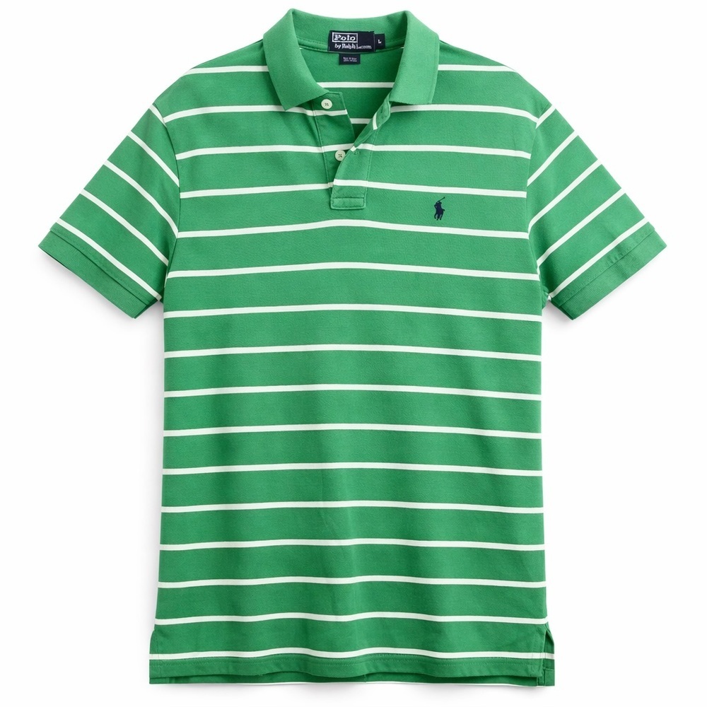 Polo by Ralph Lauren Green Striped Polo Shirt large casual work y2k vtg work